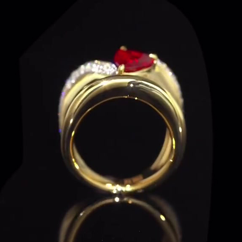 Luxury 3ct Pear Cut Ruby Sapphire Cocktail Ring