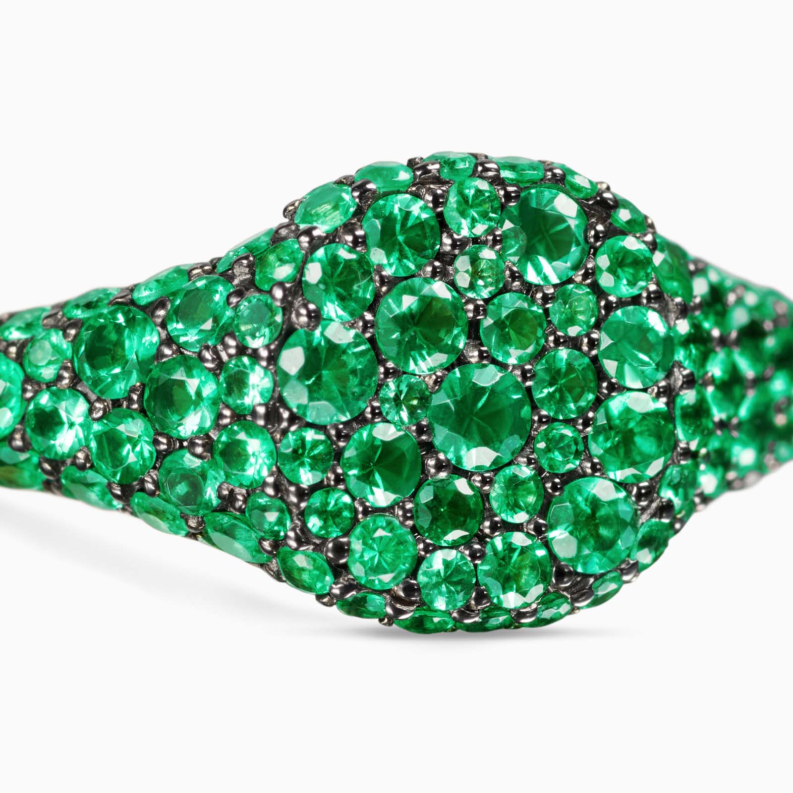 3.75ct Micro-pave Setting Round Cut Emerald Sapphire Ring