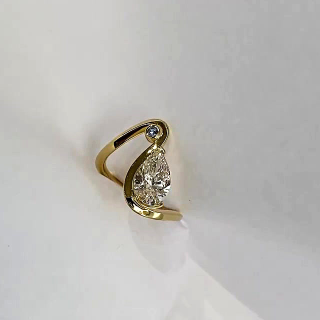 2ct Pear Cut White Sapphire Engagement Ring