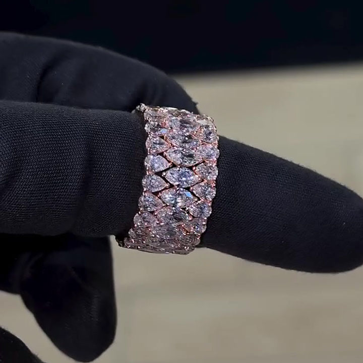 8.5ct Magnificent Marquise&Pear Cut White Sapphire Wedding Set/3pcs