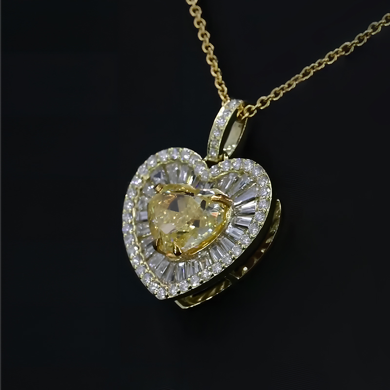 Heart Cut Yellow Sapphire Pendant Necklace