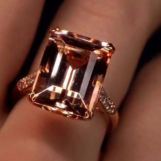 6ct Emerald Cut Champagne Sapphire Engagement Ring