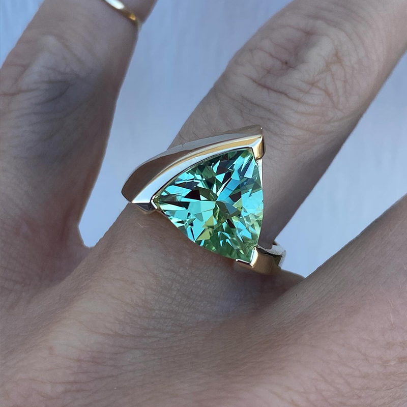 4ct Triangular Cut Aquamarine Sapphire Engagement Ring