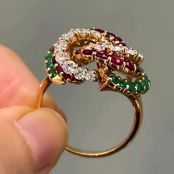 6.75ct Round Cut Rainbow Sapphire Eternity Ring