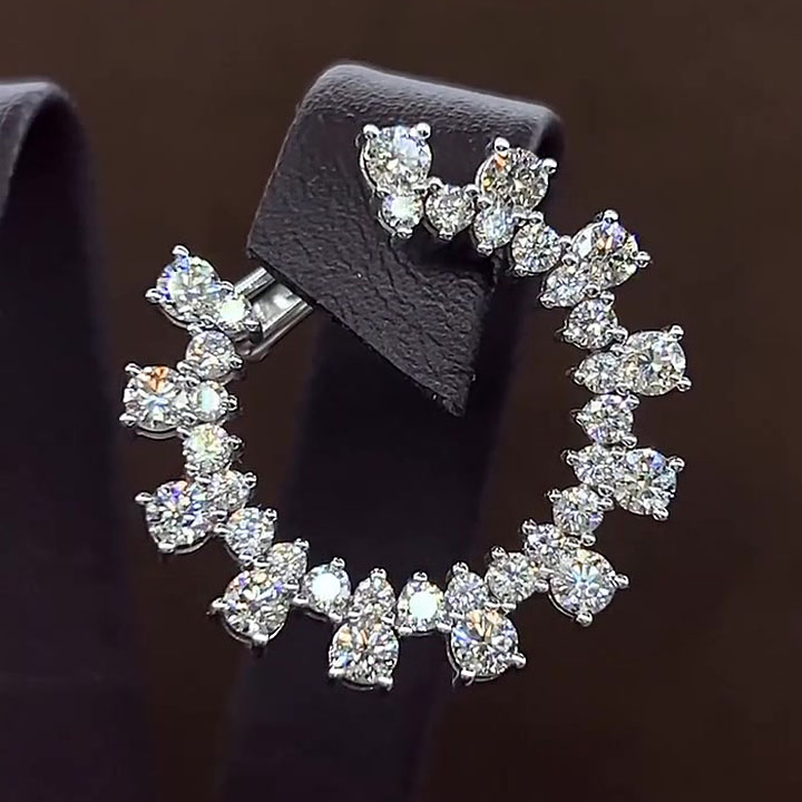 Round Cut White Sapphire Hoop Earrings