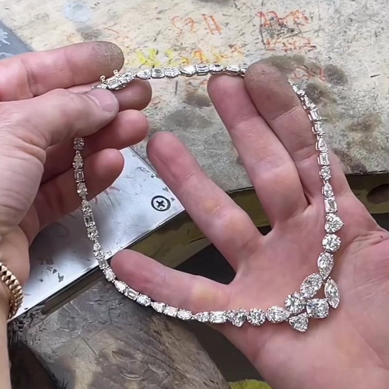 Multi Cut White Sapphire Tennis Necklace