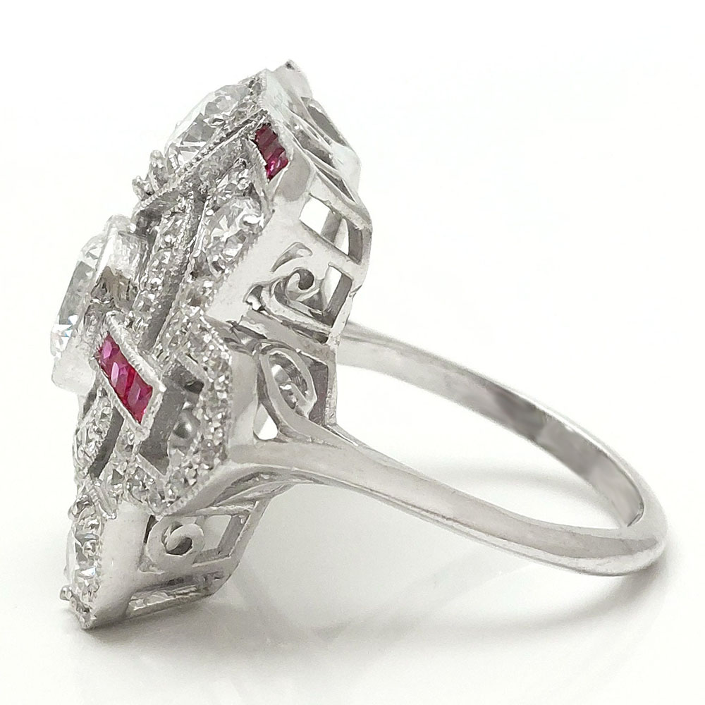 Art Deco 1ct Round Cut White Sapphire Cocktail Ring