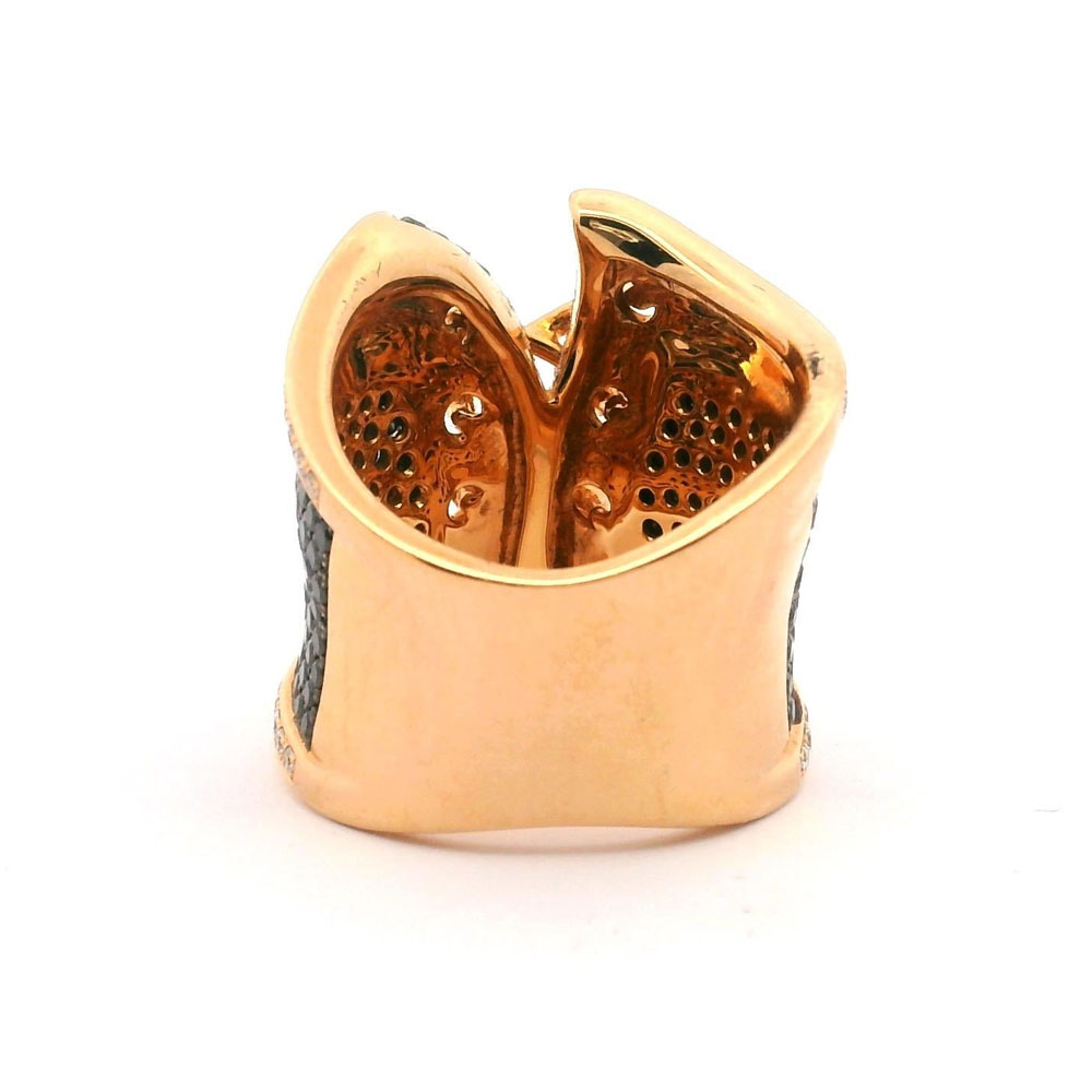 Bustier Design 2.95ct Black&White Sapphire Pave Cocktail Ring