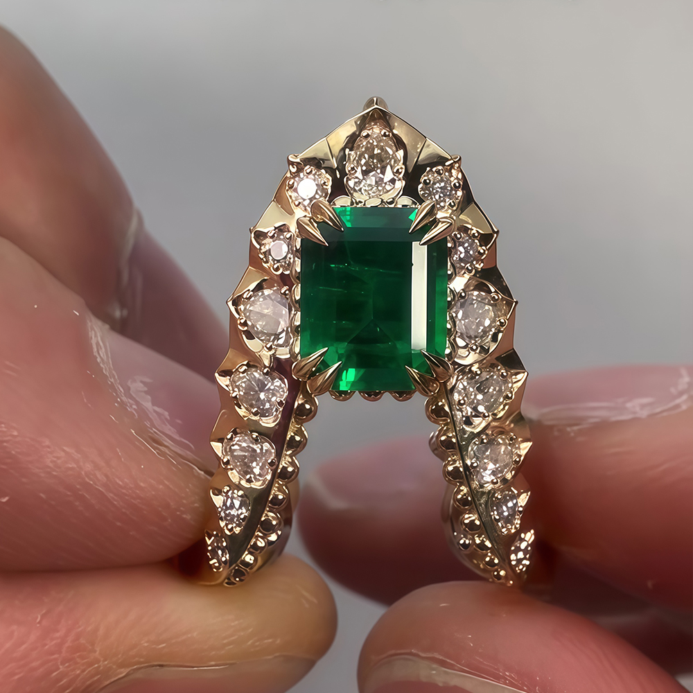 Emerald Cut Emerald Sapphire VANKI Ring
