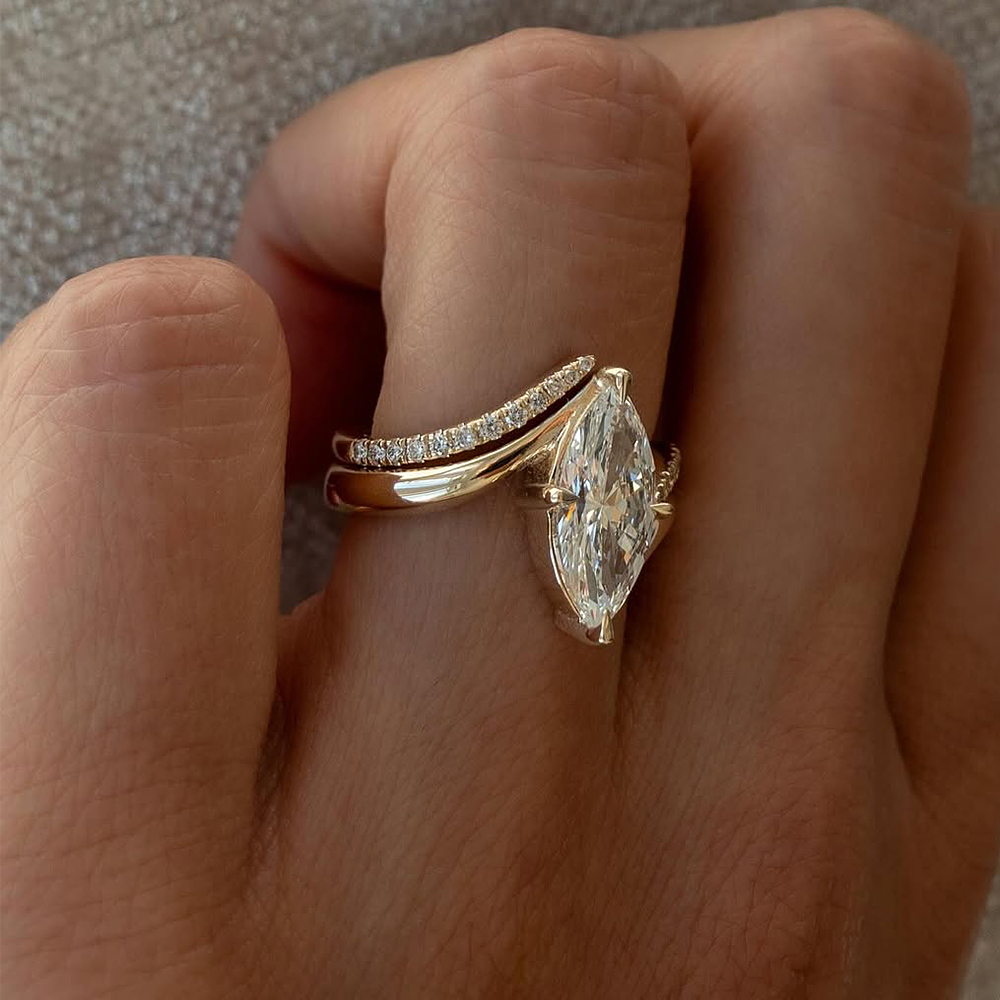 2ct Marquise Cut White Sapphire Stackable Engagement Ring