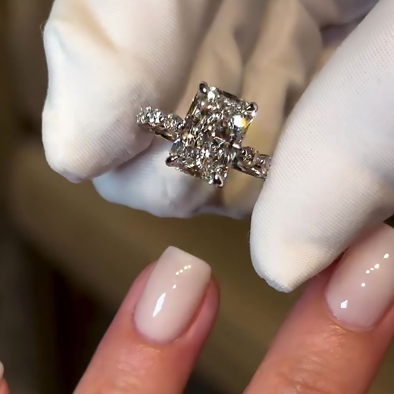 5ct Radiant Cut White Sapphire Engagement Ring