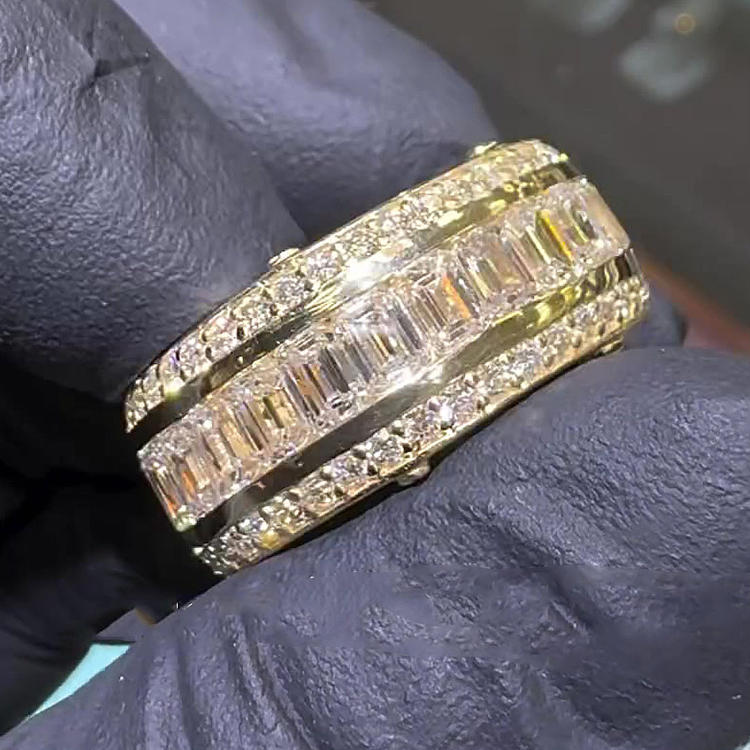 5.85ct Emerald Cut White Sapphire Wedding Band