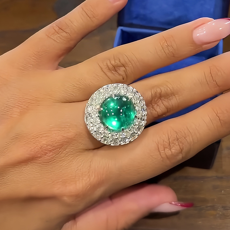 7ct Cabochon Paraiba & White Sapphire Halo Cocktail Ring