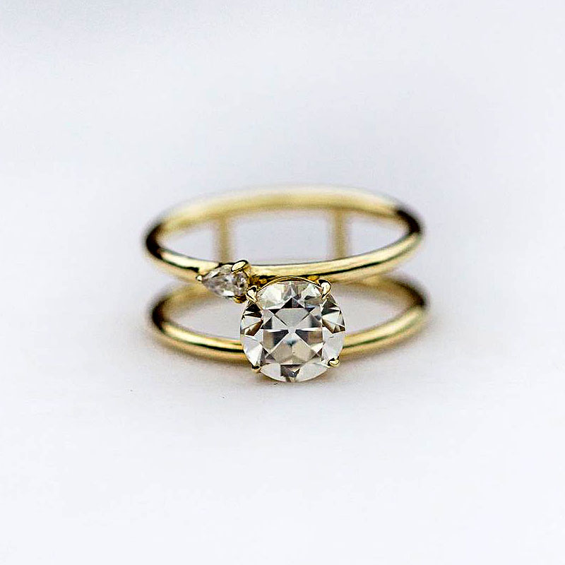 2ct Vintage Old European Cut White Sapphire Ring