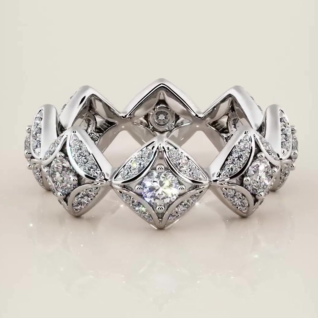 6.35ct Round Cut White Sapphire Wedding Band