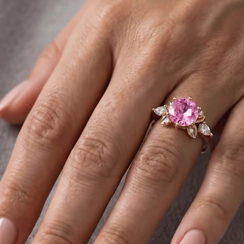 Fashion 2.25ct Round Cut Pink Sapphire Engagement Ring