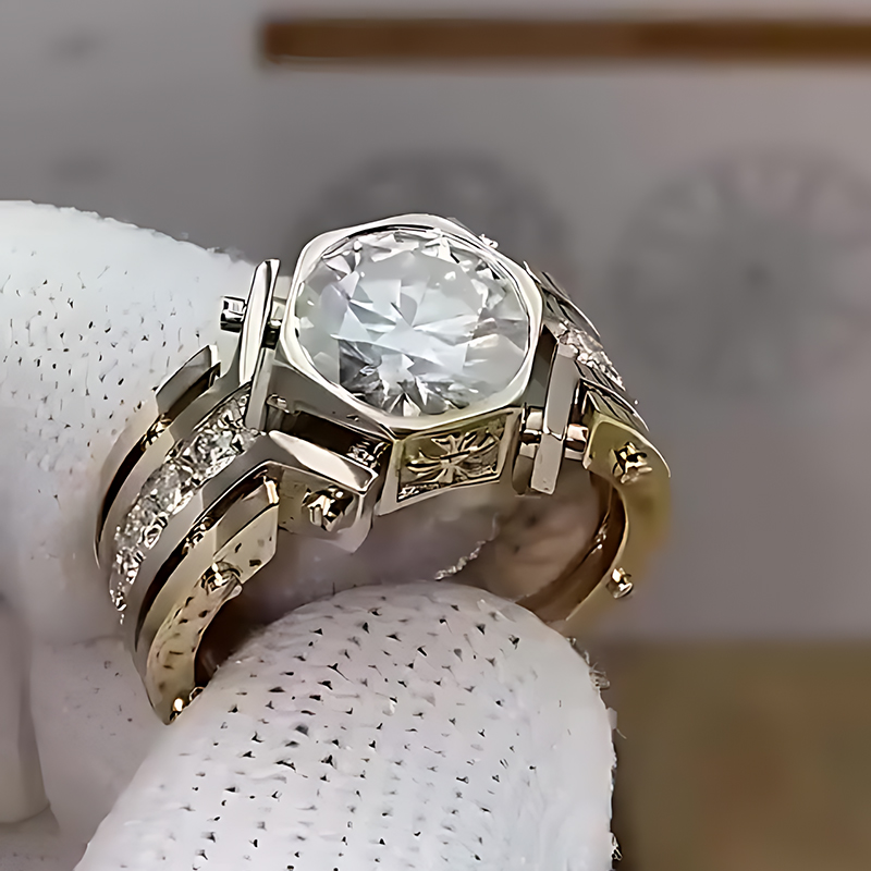 3ct Round Cut White Sapphire Men's Engagement Ring