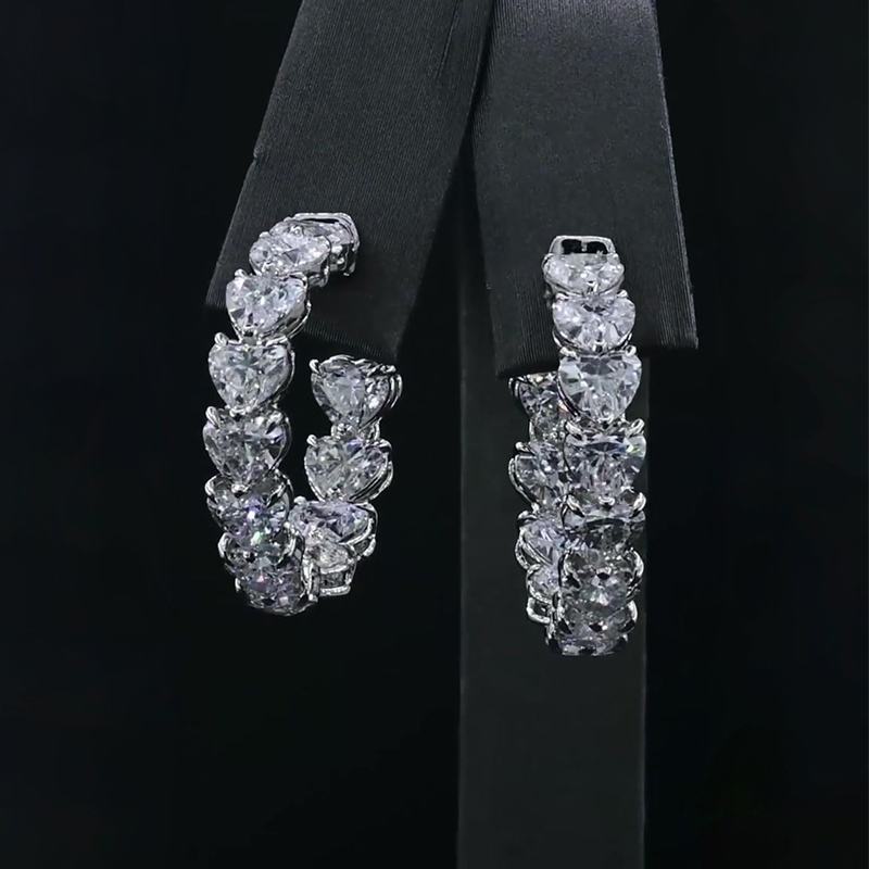 Heart Cut White Sapphire Hoop Earrings