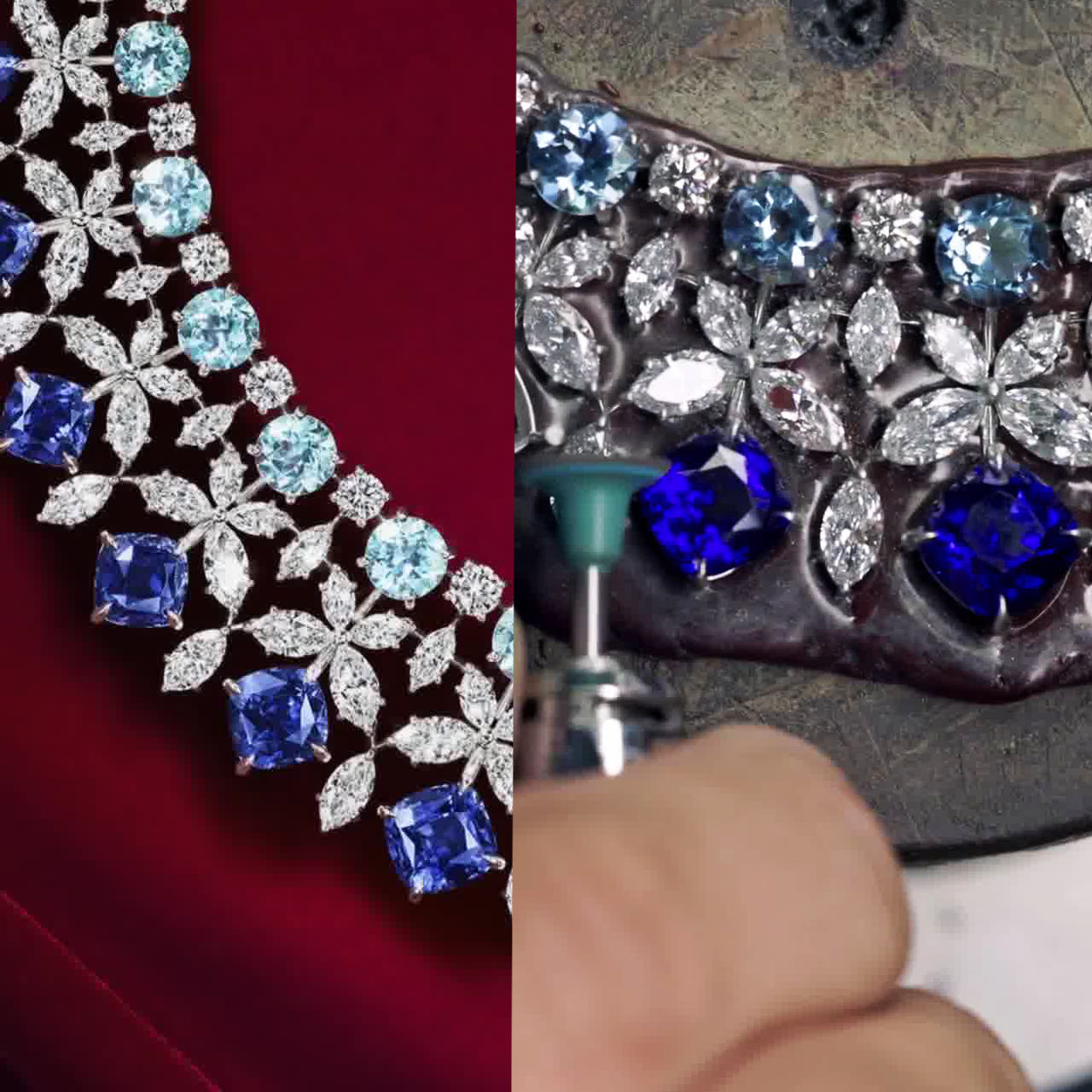 Luxury Multi-Cut Blue Sapphire Necklace