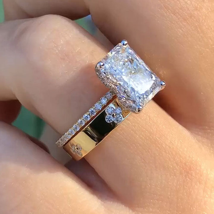 4ct Emerald Cut White Sapphire Wedding Set