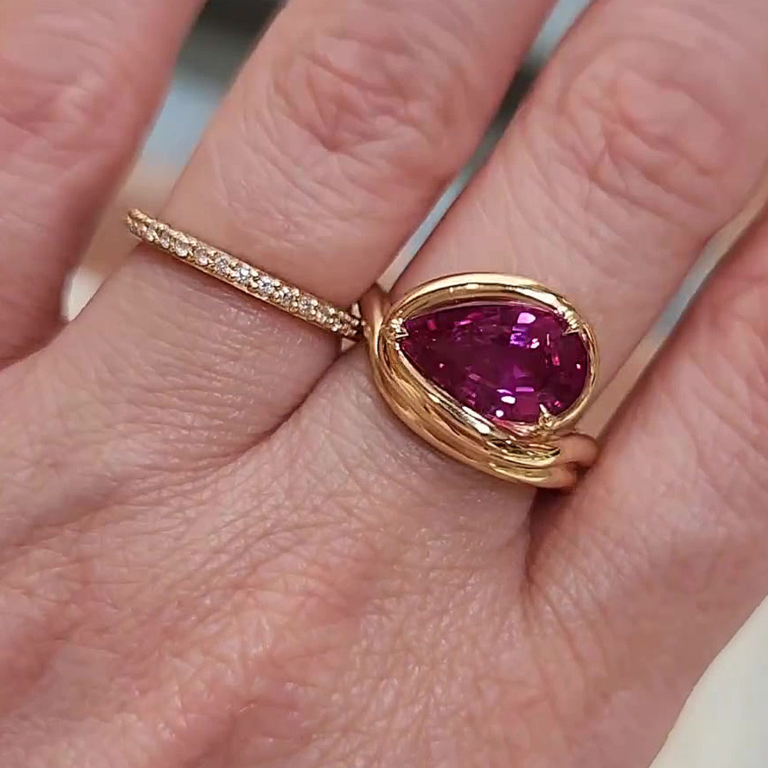 3ct Pear Cut Pink Sapphire Engagement Ring