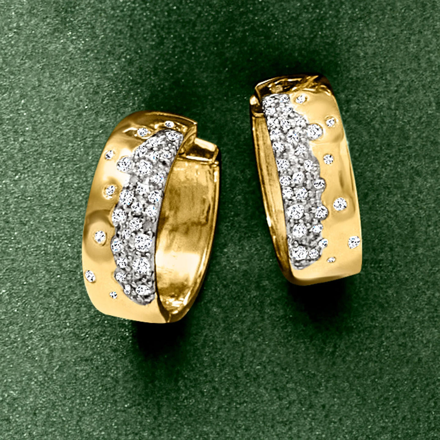 Scattered Diamond Hoop Earrings In Gold