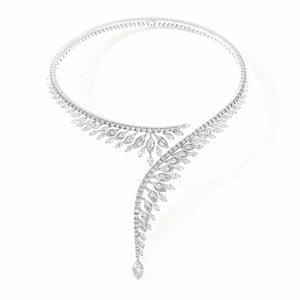 Open Design Marquise&Round Cut White Sapphire Necklace
