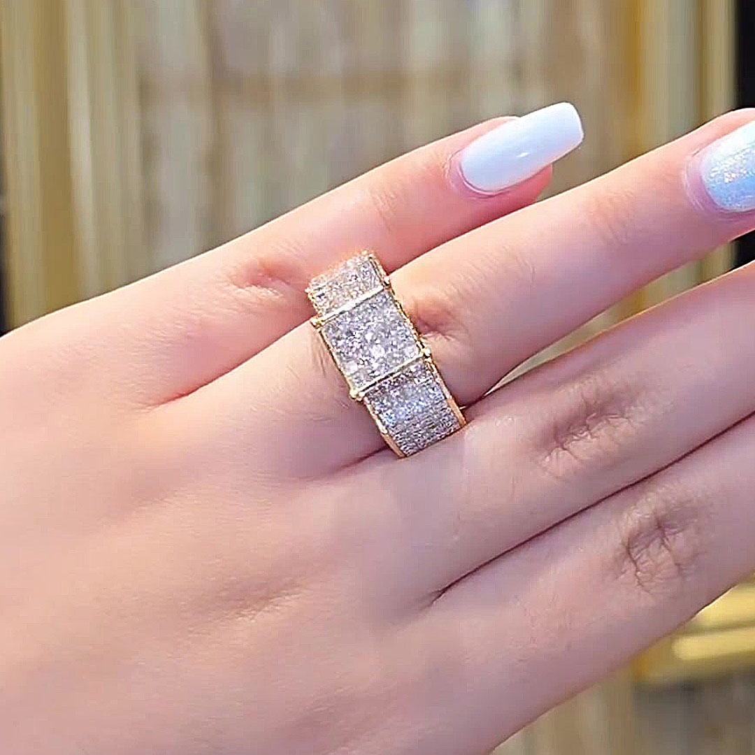 7.15ct Princess Cut Pink Sapphire Wedding Band