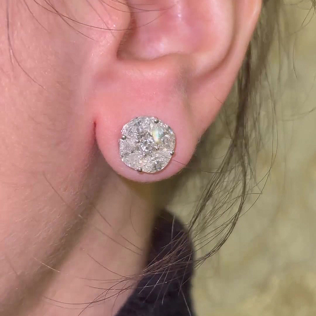 Brilliant Marquise&Round Cut White Sapphire Stud Earrings