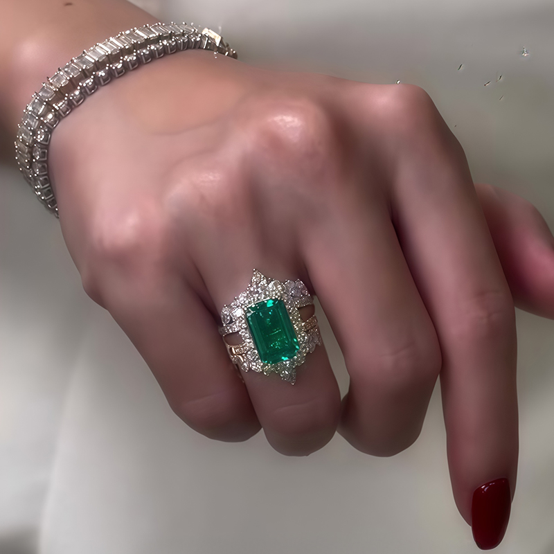 4ct Emerald Cut Paraíba Sapphire Ring Set / 3-Piece