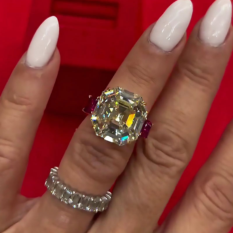 5ct Asscher Cut White Sapphire Engagement Ring