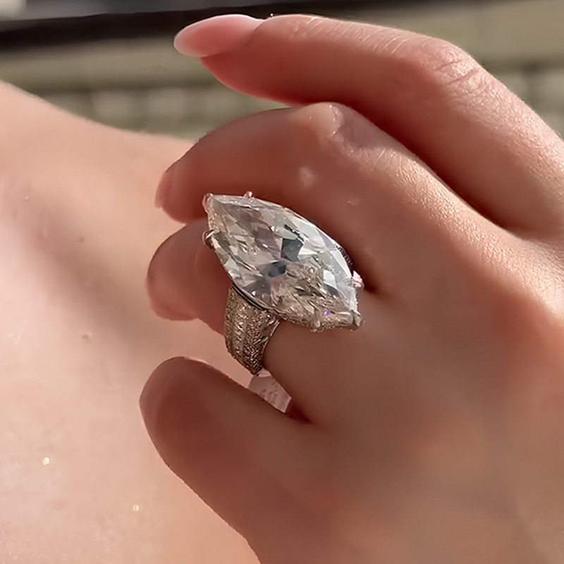 5ct Marquise Cut White Sapphire Engagement Ring