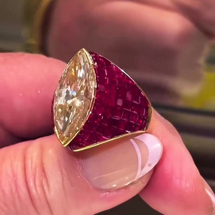 5ct Marquise Cut Yellow Sapphire Cocktail Ring