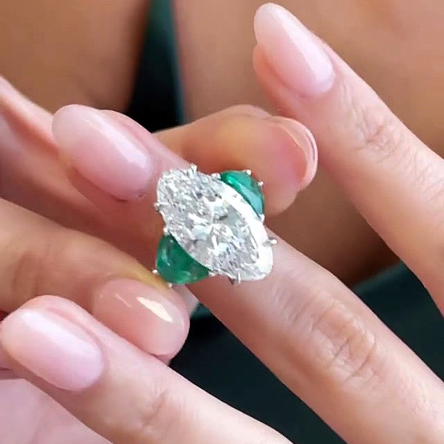 5ct Three-Stone Oval Cut White Sapphire Engagement Ring