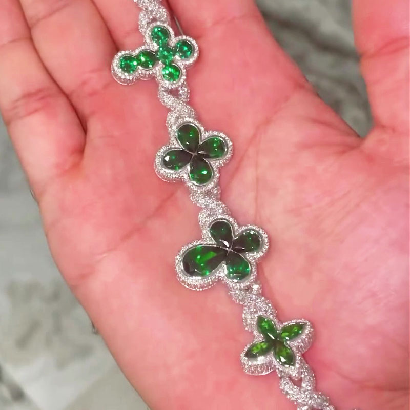 Men's Multi-Cut Emerald Sapphire&Diamond Bracelet