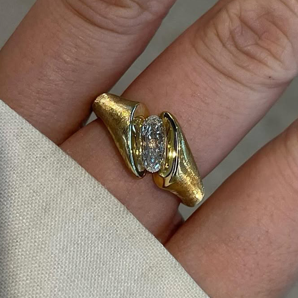 1ct Oval Cut White Sapphire Solitaire Ring