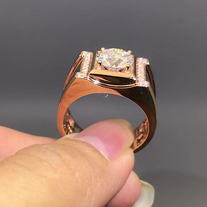 4ct Round Cut White Sapphire Men's Engagement Ring