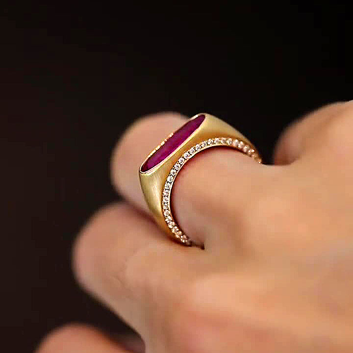 3ct Bezel Setting Oval Cut Ruby Sapphire Engagement Ring