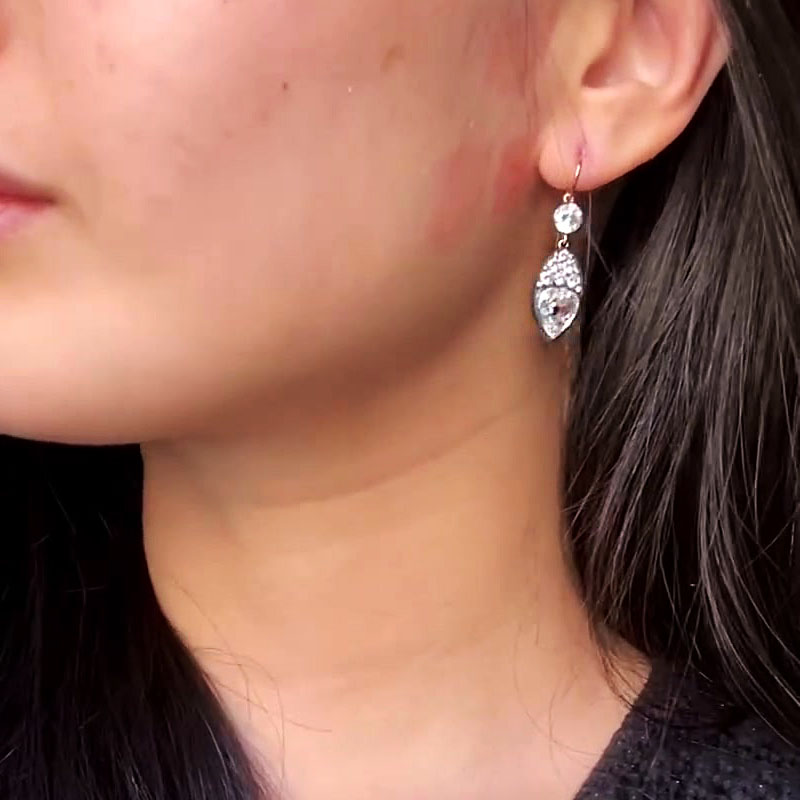 Art Deco Round Cut White Sapphire Drop Earrings