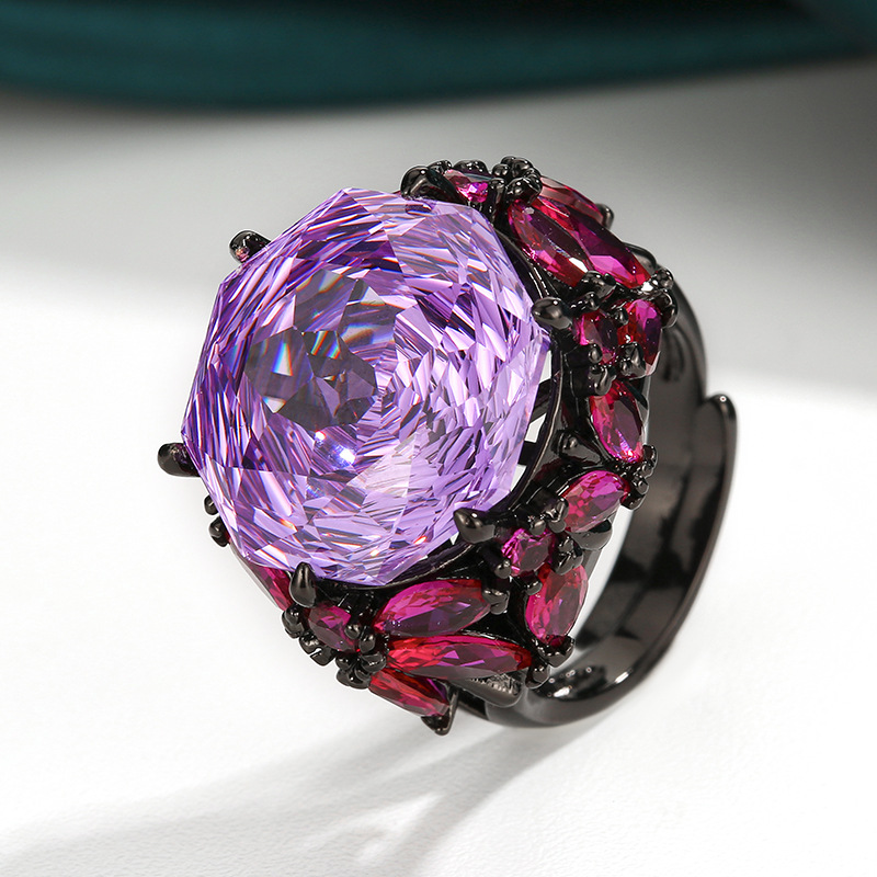 11ct Rose Cut Multicolor Sapphire Adjustable Cocktail Ring (4 Color Options)