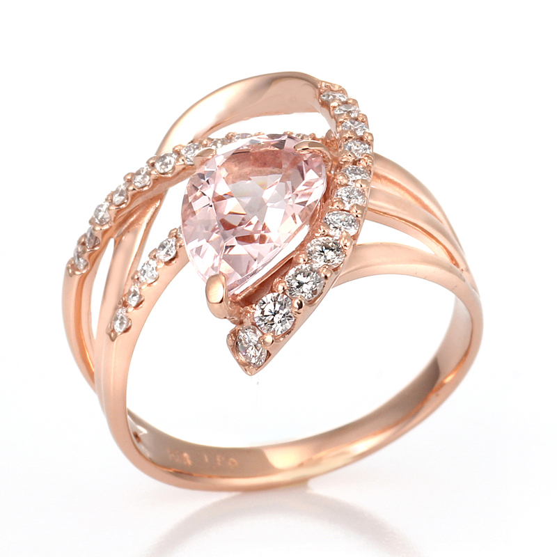 Romantic 3ct Pear Cut Pale Pink Morganite Ring