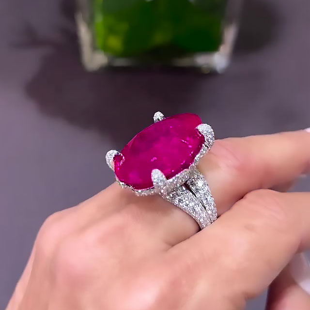 6ct Oval Cut Ruby Sapphire Engagement Ring