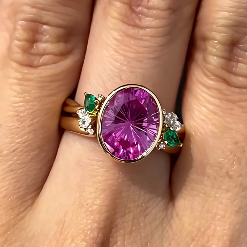 Art 3.25ct Firework Cut Rubellite Ring