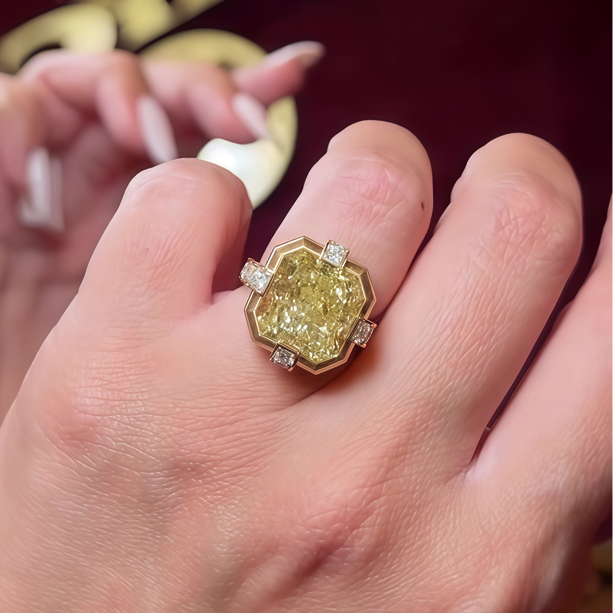 4ct Radiant Cut Yellow Sapphire Engagement Ring