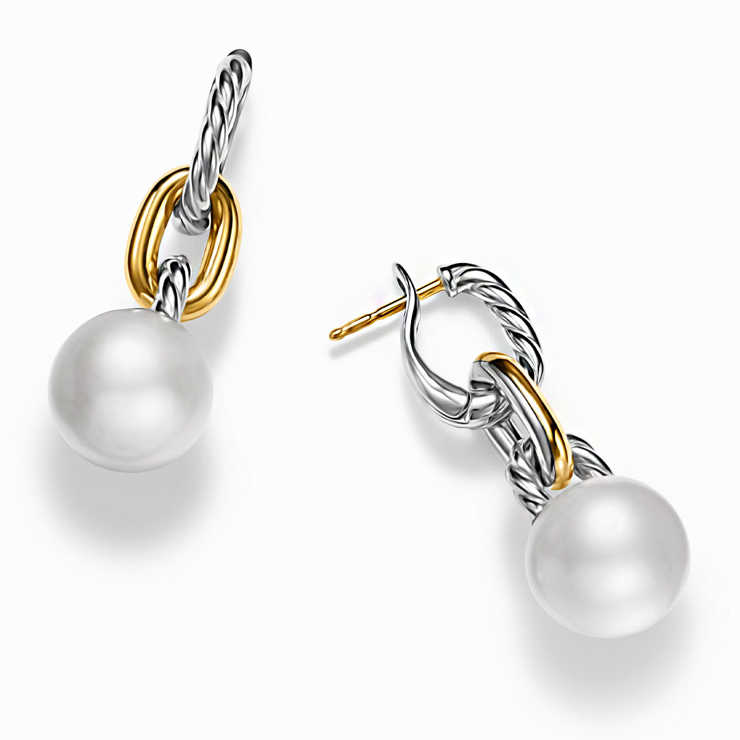 12mm Pearl Sapphire Drop Earrings