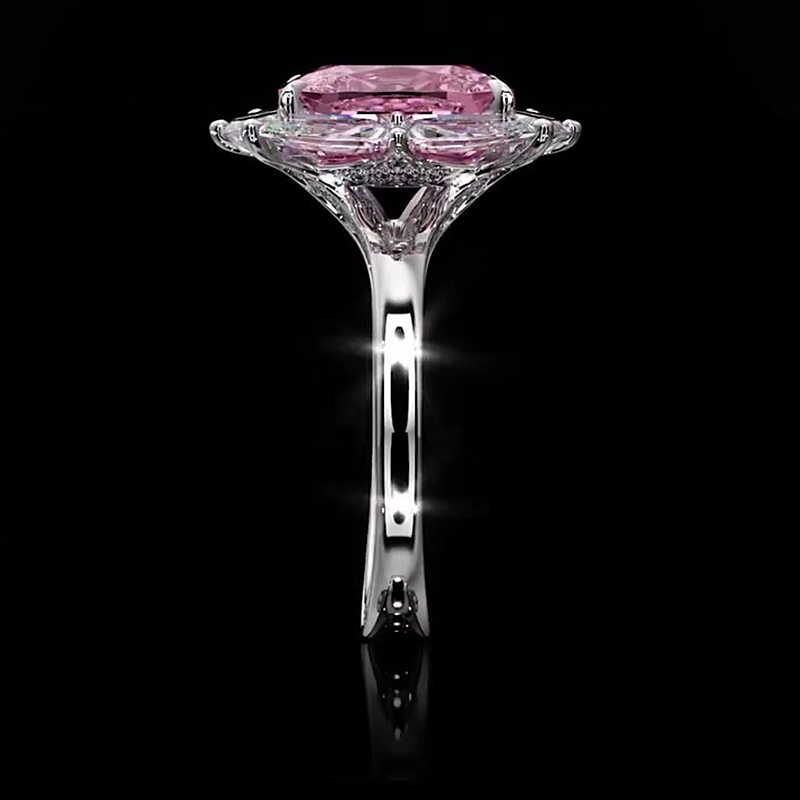 2ct Cushion Cut Pink Sapphire Diamond Ring