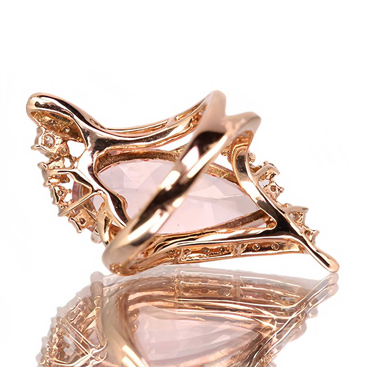 5ct Pear Cut Morganite Rose Gold Engagement Ring