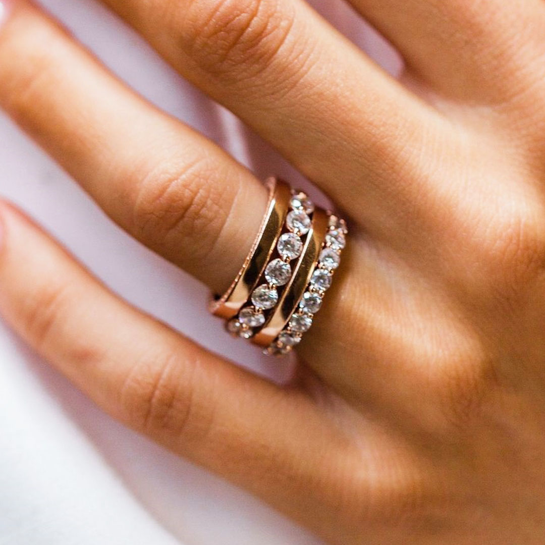 3.25ct Round Cut White Sapphire Stacking Ring Set/4pcs