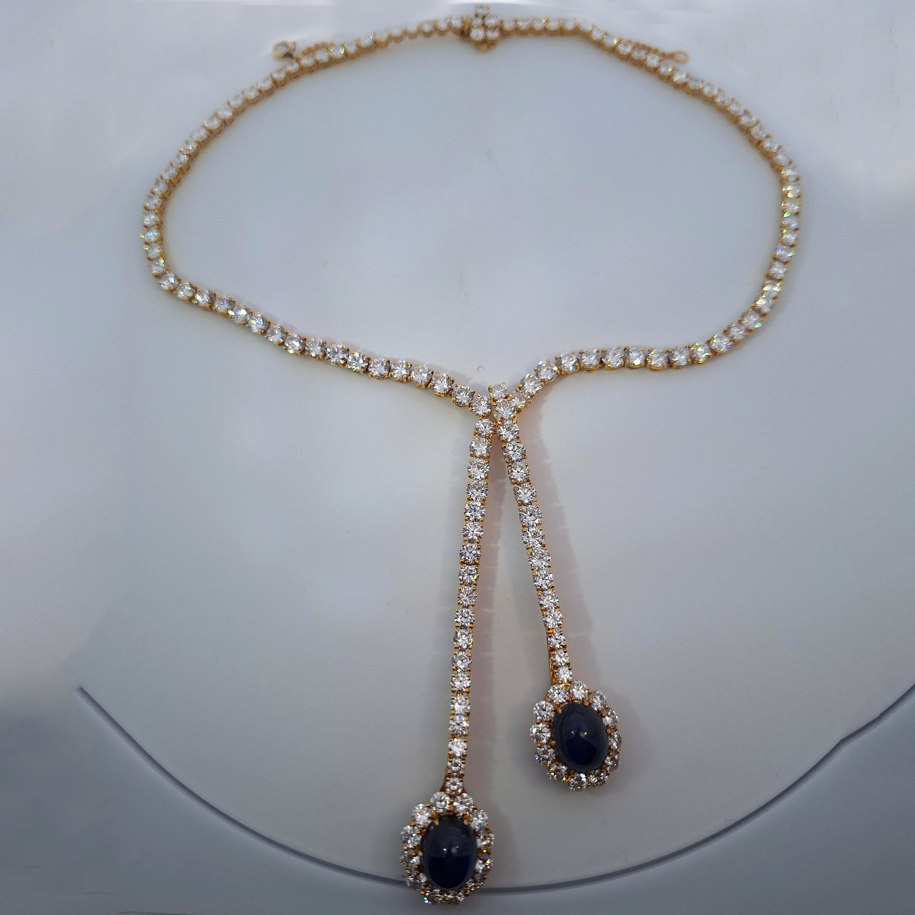 Oval Cut Blue Sapphire & Diamond Necklace