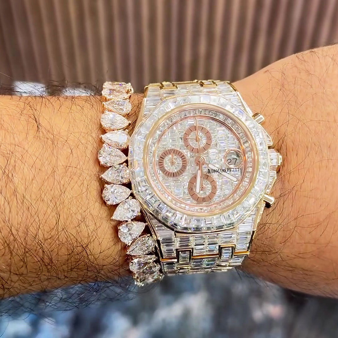 Fashion Pear Cut White Sapphire Bracelet For Men